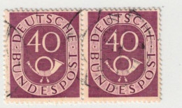 1951, 40 Pfg. Posthirn Im Gebrauchten, Waagerechten Paar - Used Stamps