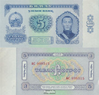 Mongolei Pick-Nr: 37a Bankfrisch 1966 5 Tugrik - Mongolei