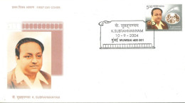 INDIA - 2004 - FDC STAMP OF K. SUBRAHMANYAM. - Brieven En Documenten