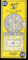 Carte Routière N° 65 Du Pneu Michelin - Auxerre - Dijon - 11 X 25 Cm  - 1970 - Roadmaps