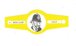 5) Bague De Cigare Série Tintin Jaune Blanche Royal Flush Kuifje Agent De Police En Superbe.Etat - Oggetti Pubblicitari