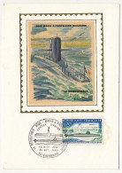 FRANCE => Carte Illustrée Soie - 0,70 Le Redoutable - 50 Cherbourg - Premier Jour 25/10/1969 - Storia Postale