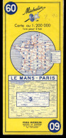 Carte Routière N° 60 Du Pneu Michelin - Le Mans - Paris - 11 X 25 Cm  - 1970 - Cartes Routières