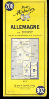 Carte Routière N° 206 Du Pneu Michelin - Allemagne - 11 X 25 Cm  - 1956 - Cartes Routières