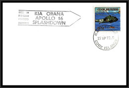 66549 Kia Orana Apollo 16 Splashdown 27/4/1972 Helicoptere Rarotonga Cook Islands Espace Space Lettre Cover - Oceanië
