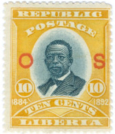 LIBERIA, COMMERATIVO, 1898, FRANCOBOLLI NUOVI (MLH*) Scott:LR O37, Yt:LR S30 - Liberia