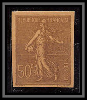 France N°161 50 C Type Semeuse Lignée (*) Mint No Gum TB Essai (trial Color Proof) Non Dentelé Imperf Marron Gc - 1872-1920
