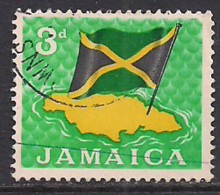 Jamaica 1964 QE2 3d National Flag Used SG 221 ( C131 ) - Jamaica (1962-...)