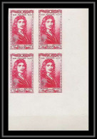 France N°612 Moliere Acteur Actor Theatre 1944 Bloc De 4 Non Dentelé ** MNH (Imperf) - 1941-1950