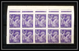 France N°651 Type Iris Bloc De 10 Non Dentelé ** MNH (Imperf) - 1941-1950