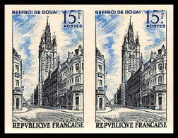 France N°1051 Beffroi De Douai  Non Dentelé ** MNH Imperf Cote Maury Paire 70 Euros - 1951-1960