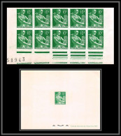 France N°1115A Moisonneuse Bloc De 10 Bord De Feuille RR Non Dentelé ** MNH (Imperf) + Epreuve De Luxe RRR - 1957-1959 Mietitrice