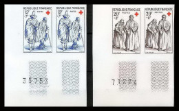 France N°1140/1141 Paire Coin De Feuille  Croix Rouge (red Cross) 1957 Non Dentelé ** MNH (Imperf) Maury Cote 175 - 1951-1960