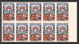 France N°1189 Floralies Arc De Triomphe Fleurs Flowers Bloc De 10 CDF Non Dentelé ** MNH (Imperf) Cote Maury 500 Euros - 1951-1960