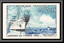 France N°1245 Journée Du Timbre Bateau Ship 1960 Cablier Ampère Non Dentelé ** MNH (Imperf)  - 1961-1970