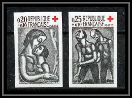 France N°1323 / 1324 Croix Rouge (red Cross) 1961 Non Dentelé ** MNH (Imperf) - 1961-1970