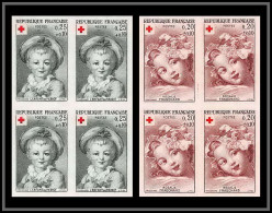 France N°1366/1367 Croix Rouge Red Cross 1962 Bloc 4 Non Dentelé ** MNH Imperf Cote 480 Fragonard Tableau (Painting) - 1961-1970