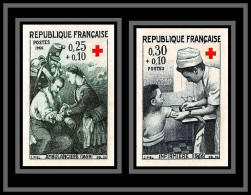 France N°1508/1509 Croix Rouge (red Cross) 1966 Ambulancière Ambulance Non Dentelé ** MNH (Imperf) - 1961-1970
