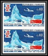 France N°1574 Expéditions Polaires Françaises Hélicoptère Helicopter Non Dentelé ** MNH Imperf Paire Cote Maury 250 - 1961-1970