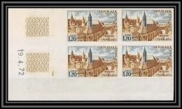 France N°1712 Abbaye De Charlieu Loire Bloc De 4 Coin Daté Non Dentelé ** MNH (Imperf) - 1970-1979
