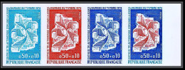 France N°1786 Journée Du Timbre 1974 Centre Tri Orleans Trial Color Proof Non Dentelé Imperf ** MNH Bande 4 Multicolore - Essais De Couleur 1945-…
