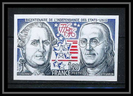 France N°1879 Indépendance Des Etats-Unis USA 1976 Franklin Non Dentelé ** MNH (Imperf) Cote 80 - 1971-1980