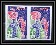 France N°1888 La Fête Clown Cique Circus Paire Non Dentelé ** MNH (Imperf) - 1971-1980