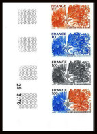 France N°1890 Corps Des Officiers De Réserve Armée Militaria Army Bande De 4 Essai Trial Proof Non Dentelé ** MNH Imperf - Prove Di Colore 1945-…