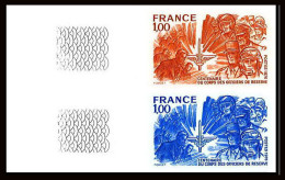 France N°1890 Corps Des Officiers De Réserve Armée Militaria Army Paire Essai Trial Proof Non Dentelé ** MNH Imperf - Prove Di Colore 1945-…