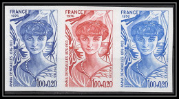 France N°1898 Anna De Noailles Ecrivain Poete Poet Bande 3 Essai (trial Color Proof) Non Dentelé Imperf ** MNH - Pruebas De Colores 1945-…