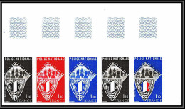 France N°1907 Police Nationale 1976 Bande De 5 Essai (trial Color Proof) Non Dentelé Imperf ** MNH - Pruebas De Colores 1945-…