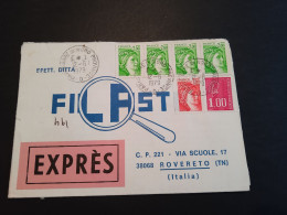 EXPRES Pour L'Italie, Sabine Et Béquet, 1er échelon, Au Tarif Du 15/05/1978. L:1,20+ E:9,00 - 1977-1981 Sabine Van Gandon