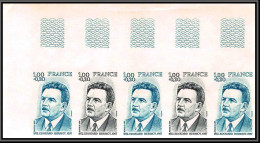 France N°1953 Edouard Herriot Bande De 5 Essai (trial Color Proof) Non Dentelé Imperf ** MNH - Pruebas De Colores 1945-…