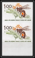 France N°2039 Abeille Insecte (insect) Bee Apis Mellifica Paire Non Dentelé ** MNH (Imperf) - 1971-1980