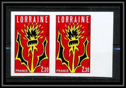 France N°2065 Région Lorraine Paire Non Dentelé ** MNH (Imperf) - 1971-1980