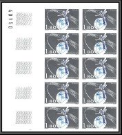 France N°2073 Eurovision Espace (space) Satellite Probe Non Dentelé ** MNH (Imperf) Bloc 10 Cote Maury 500 Euros - 1971-1980