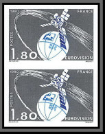 France N°2073 Eurovision Espace (space) Satellite Probe Non Dentelé ** MNH (Imperf) Cote Maury 100 Euros Paire - 1971-1980