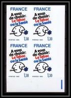 France N°2080 Lutte Contre Le Tabagisme Tabac 1980 Tobacco Bloc De 4 Non Dentelé ** MNH (Imperf) - 1971-1980