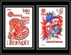 France N°2085/2086 Europa 1980 Aristide Briant St Benoit Non Dentelé ** MNH (Imperf) Bloc De 4 Cote 440 - 1980