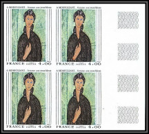 France N°2109 Tableau (Painting) Femme Aux Yeux Bleus De Modigliani Non Dentelé ** MNH Imperf Bloc 4 Cote 320 - 1971-1980