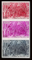 France N°2160 Abbaye De Vaucelle église Church Nord Bande De 3 Essai (trial Color Proof) Non Dentelé Imperf ** - Prove Di Colore 1945-…