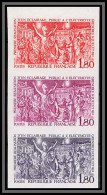 France N°2224 éclairage Public éléctricité Electricity 1982 Bande De 3 Essai (trial Color Proof) Non Dentelé Imperf ** - Color Proofs 1945-…