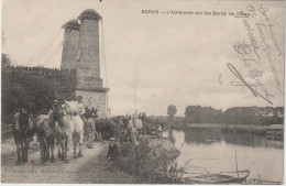 MIK : Oise : BORAN : L '  Abreuvoir  Sur Les  Bords De L Oise , Chevaux - Boran-sur-Oise