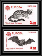 France N°2416/2417 Europe 1986 Genette Bat Chauve Souris Non Dentelé ** MNH (Imperf)  - 1986
