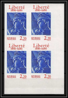 France N°2421 Statue De La Liberté New York Statue Of Liberty Bloc De 4 Cote 232 Non Dentelé ** MNH (Imperf) - 1981-1990