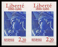 France N°2421 Statue De La Liberté New York Statue Of Liberty Paire Cote 120 Non Dentelé ** MNH (Imperf) - 1981-1990