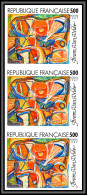 France N°2473 Bram Van Velde Tableau (Painting) Néerlandais Netherland Non Dentelé ** MNH (Imperf) Cote 210 Bande De 3 - 1981-1990