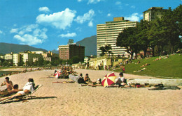 VANCOUVER, BRITISH COLUMBIA, ENGLISH BAY BEACH, ARCHITECTURE, UMBRELLA, CANADA, POSTCARD - Vancouver