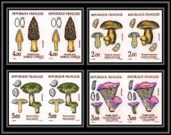 France N°2488 / 2491 Champignons De France (mushrooms Funghi) 1987 PAIRE Cote Maury 270 Non Dentelé ** MNH (Imperf) - 1981-1990