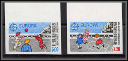 France N°2584/2585 Europa 1989 Jeux D'enfants La Marelle Balle Child Games Non Dentelé ** MNH Imperf  - 1981-1990